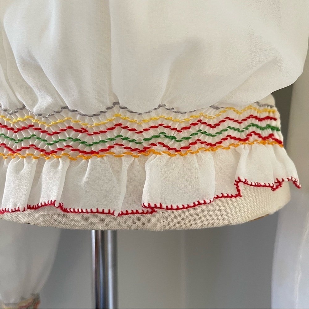 Cottagecore Vintage 70’s Hungarian embroidered peasant top size 46 deadstock - Picture 5 of 8